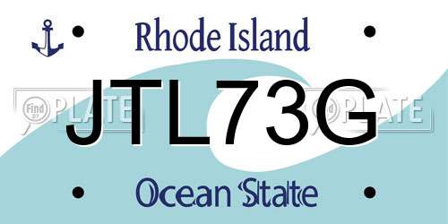 JTL73G Rhode Island License Plate