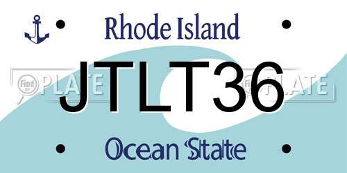 JTLT36 Rhode Island License Plate