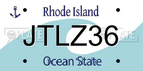 JTLZ36 Rhode Island License Plate