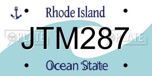 JTM287 Rhode Island License Plate