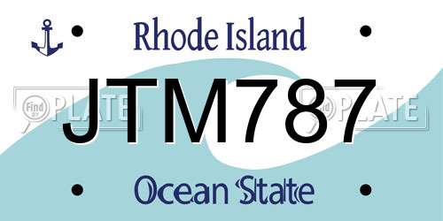 JTM787 Rhode Island License Plate