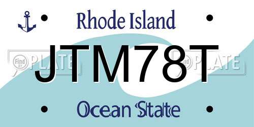 JTM78T Rhode Island License Plate