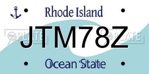 JTM78Z Rhode Island License Plate