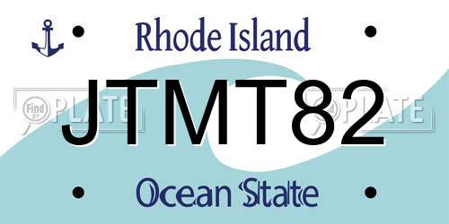 JTMT82 Rhode Island License Plate
