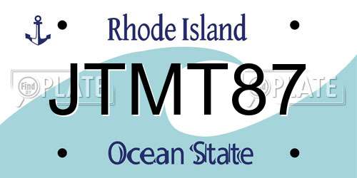 JTMT87 Rhode Island License Plate