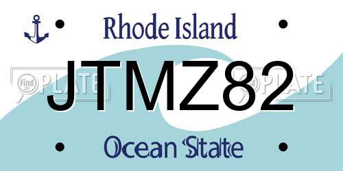 JTMZ82 Rhode Island License Plate