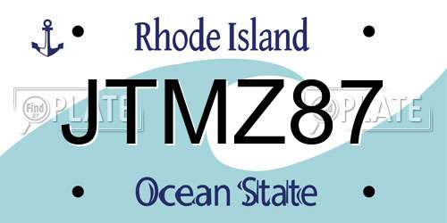 JTMZ87 Rhode Island License Plate