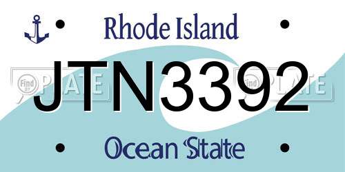 JTN3392 Rhode Island License Plate
