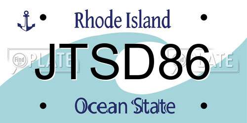 JTSD86 Rhode Island License Plate