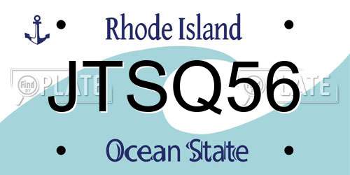 JTSQ56 Rhode Island License Plate