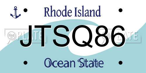 JTSQ86 Rhode Island License Plate