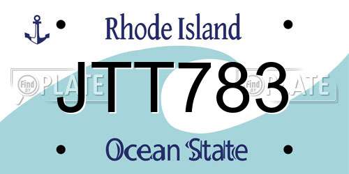JTT783 Rhode Island License Plate