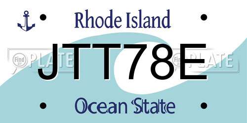 JTT78E Rhode Island License Plate