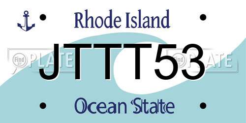 JTTT53 Rhode Island License Plate