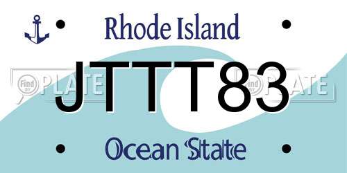 JTTT83 Rhode Island License Plate