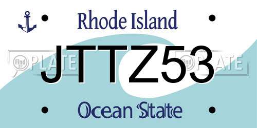 JTTZ53 Rhode Island License Plate