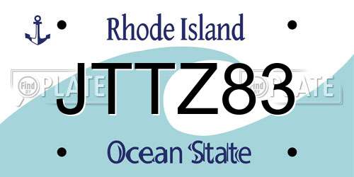 JTTZ83 Rhode Island License Plate
