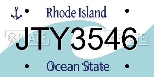 JTY3546 Rhode Island License Plate
