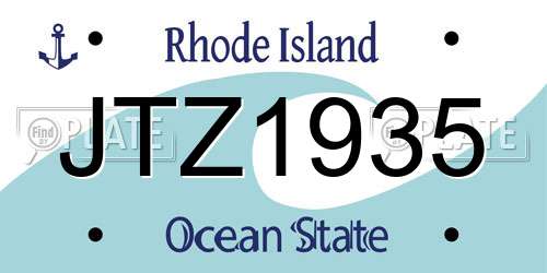 JTZ1935 Rhode Island License Plate