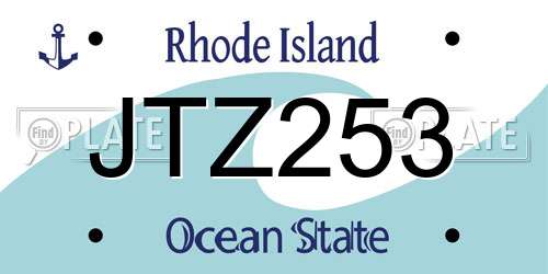 JTZ253 Rhode Island License Plate