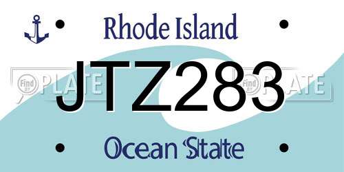 JTZ283 Rhode Island License Plate