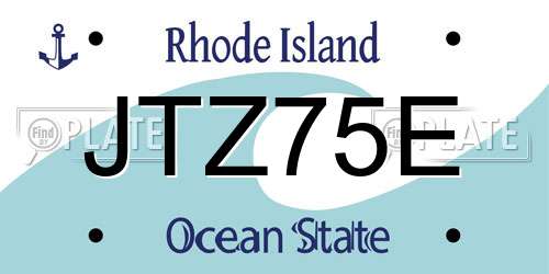 JTZ75E Rhode Island License Plate