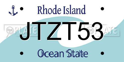 JTZT53 Rhode Island License Plate