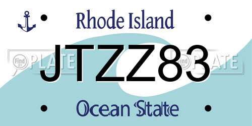 JTZZ83 Rhode Island License Plate
