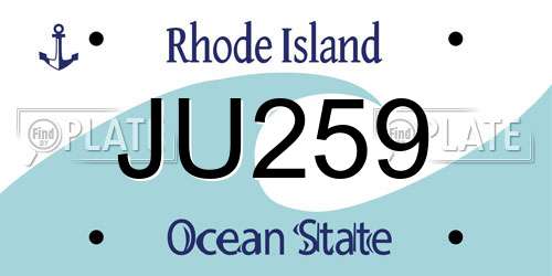 JU259 Rhode Island License Plate