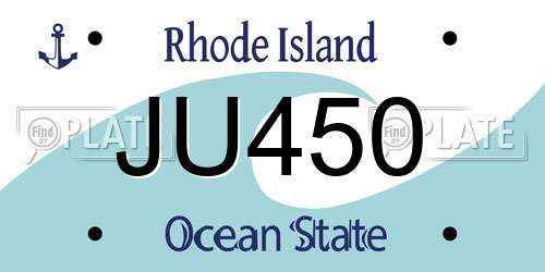 JU450 Rhode Island License Plate