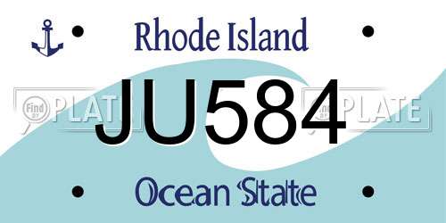 JU584 Rhode Island License Plate