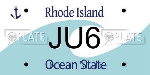 JU6 Rhode Island License Plate