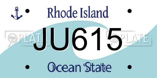 JU615 Rhode Island License Plate