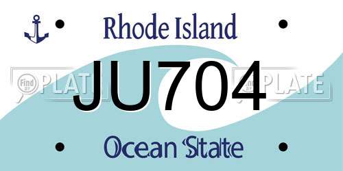 JU704 Rhode Island License Plate