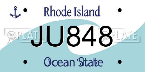 JU848 Rhode Island License Plate