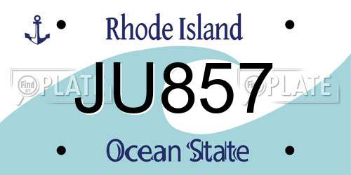 JU857 Rhode Island License Plate