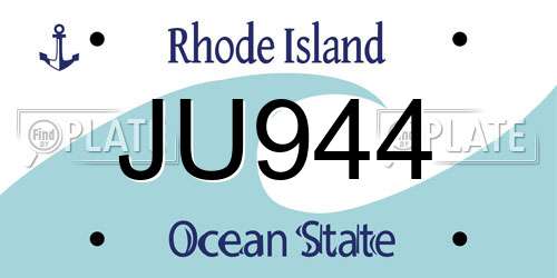 JU944 Rhode Island License Plate