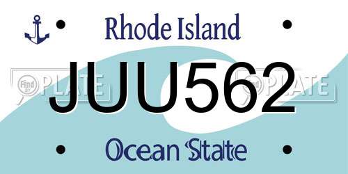 JUU562 Rhode Island License Plate