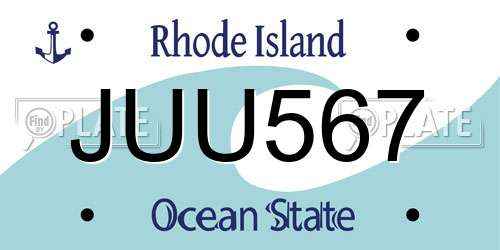 JUU567 Rhode Island License Plate