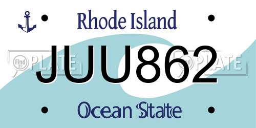 JUU862 Rhode Island License Plate