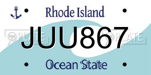 JUU867 Rhode Island License Plate