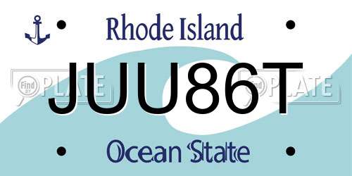 JUU86T Rhode Island License Plate