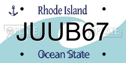 JUUB67 Rhode Island License Plate