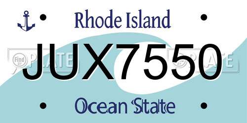 JUX7550 Rhode Island License Plate