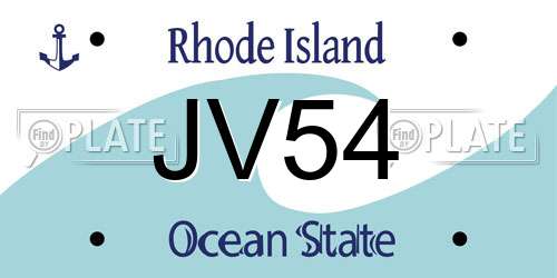 JV54 Rhode Island License Plate