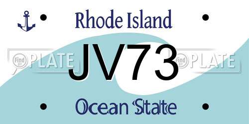 JV73 Rhode Island License Plate