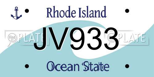 JV933 Rhode Island License Plate