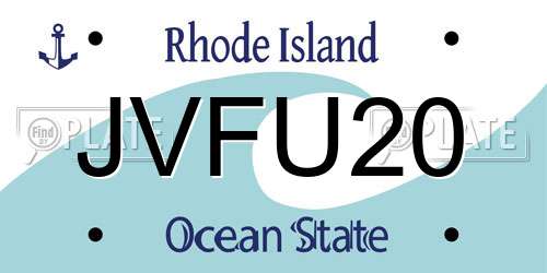 JVFU20 Rhode Island License Plate