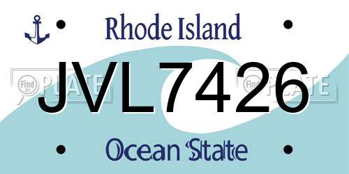 JVL7426 Rhode Island License Plate