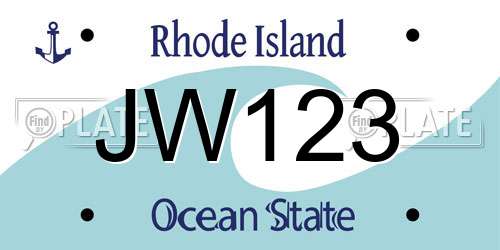 JW123 Rhode Island License Plate